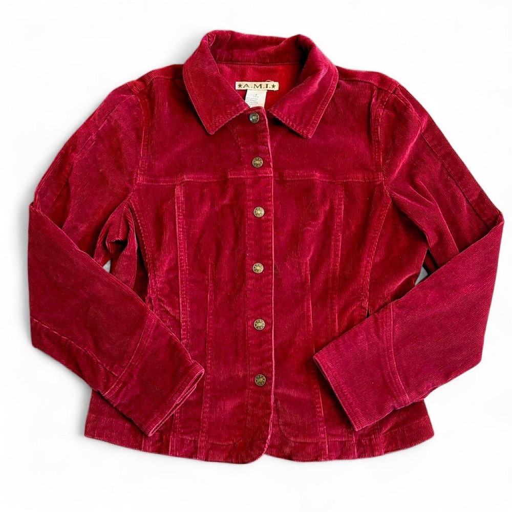 Vintage 90s Corduroy Oxblood Jacket, Size small